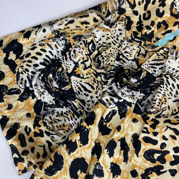 Stussy Shirt Men Small Short Sleeve Button Leopard Animal Print - Picture 15 of 16